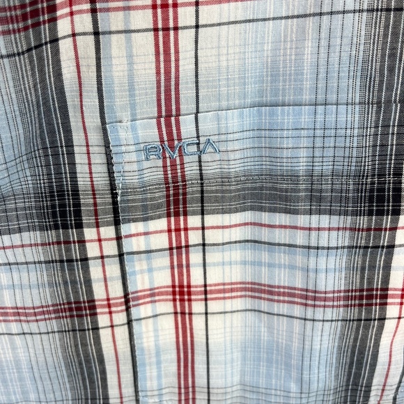 Men's RVCA Button Front Long Sleeve Plaid Regular Fit Shirt Size Large - Picture 2 of 4